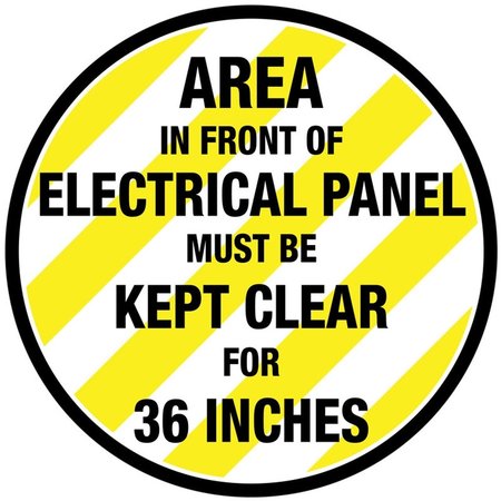 5S SUPPLIES Electrical Panel Floor Sign 28in Diameter Non Slip Floor Sign FS-ELECCLR-28